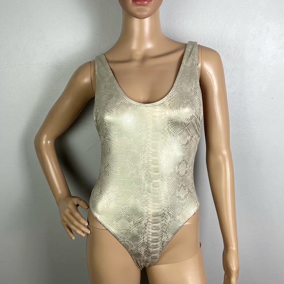 NEW GOOD AMERICAN METALLIC ONE-PIECE SWIMSUIT - Picture 2 of 8